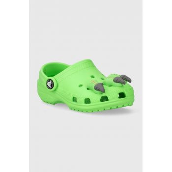 Crocs slapi copii CLASSIC IAM DINOSAUR CLOG culoarea verde