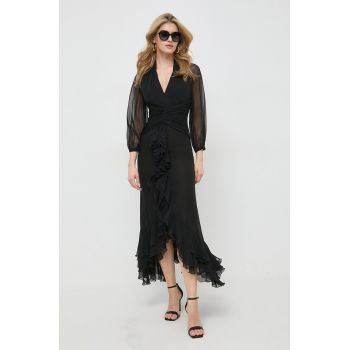 Luisa Spagnoli rochie culoarea negru, midi, evazati