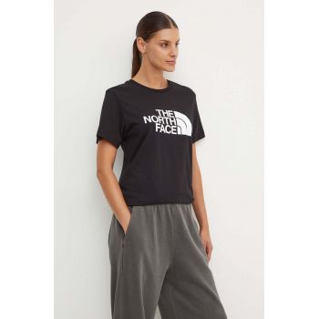 The North Face tricou din bumbac W S/S Relaxed Easy Tee femei, culoarea negru, NF0A87N9JK31