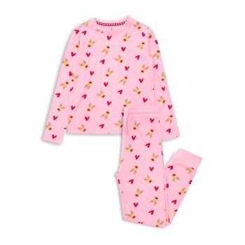 Pijama lunga din bumbac cu model grafic 21157