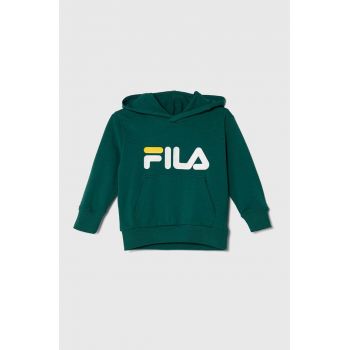 Fila bluza copii culoarea verde, cu glugă, cu imprimeu