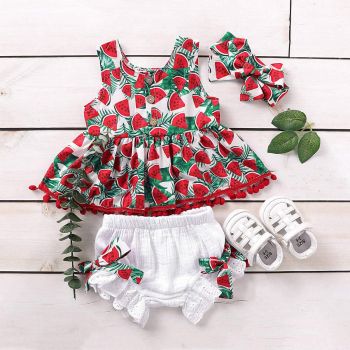 Set 3 Piese Fetite Rosu Watermelon - 18-24 luni