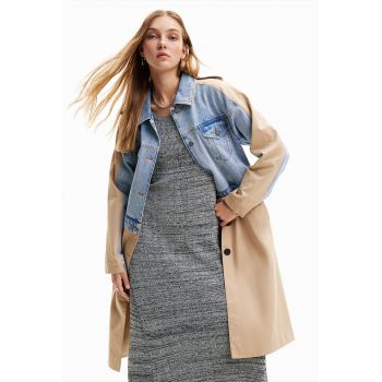 Trench cu segmente de denim Sherlock la reducere