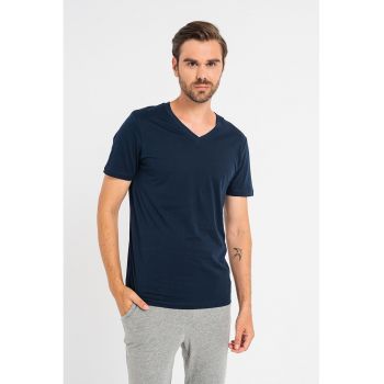 Tricou din bumbac organic cu decolteu in V ieftin