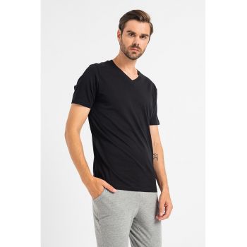 Tricou din bumbac organic cu decolteu in V