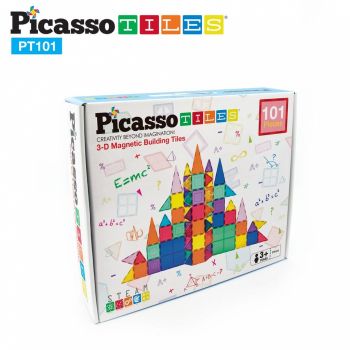 Set magnetic de construit, PicassoTiles 101 piese, + 3 ani