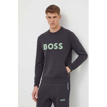 BOSS Green bluză bărbați, culoarea gri, cu imprimeu 50510350