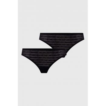 Emporio Armani Underwear tanga 2-pack culoarea negru, transparent ieftini