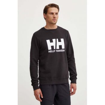 Helly Hansen hanorac de bumbac barbati, culoarea negru, cu imprimeu, 34000