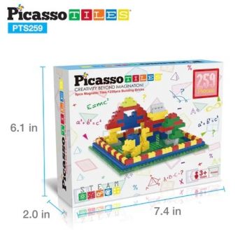 Set de 259 de piese, caramizi magnetice si placi de constructie, PicassoTiles