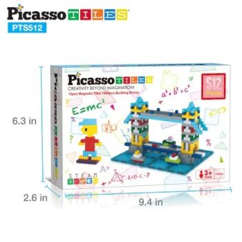 Set de 512 de piese, caramizi magnetice si placi de constructie, PicassoTiles