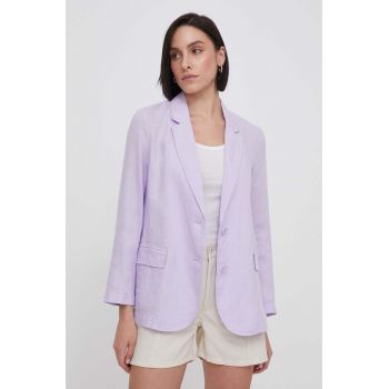 United Colors of Benetton sacou de in culoarea violet, un singur rand de nasturi, neted