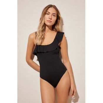 women'secret costum de baie dintr-o bucată PERFECT FIT 1 culoarea negru, cupa usor rigidizata, 5527097