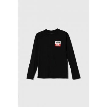 Vans longsleeve din bumbac pentru copii OG LOGO LS culoarea negru, cu imprimeu