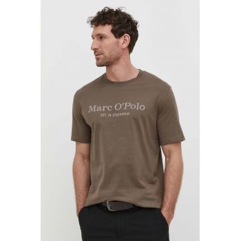 Marc O'Polo tricou din bumbac barbati, culoarea maro, cu imprimeu