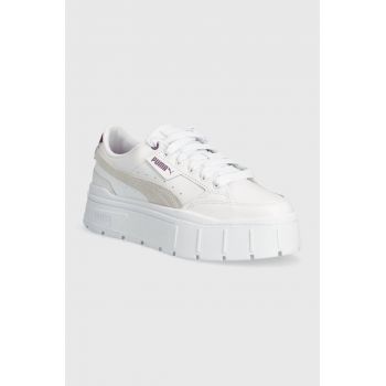 Puma sneakers din piele Mayze Stack Wns culoarea alb 384363