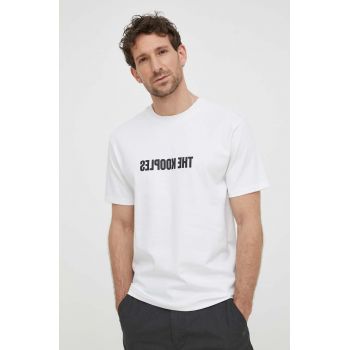 The Kooples tricou din bumbac barbati, culoarea alb, cu imprimeu