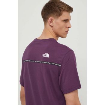 The North Face tricou din bumbac barbati, culoarea violet, cu imprimeu, NF0A87DDV6V1 de firma original