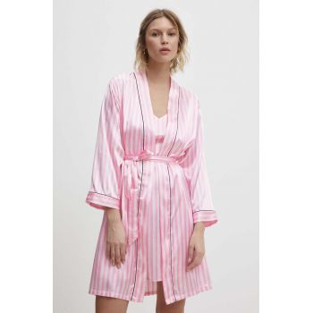 Answear Lab compleu pijama culoarea roz, satin