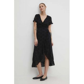 Answear Lab rochie din bumbac culoarea negru, midi, evazati