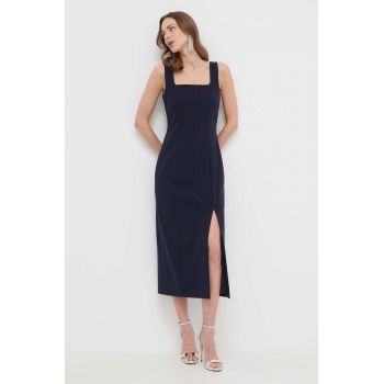 BOSS rochie culoarea bleumarin, midi, drept 50516023