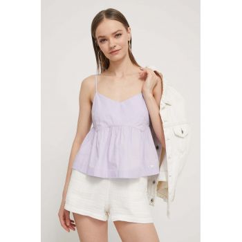 Tommy Jeans bluză din bumbac femei, culoarea violet, uni DW0DW17804