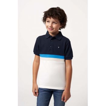 Mayoral tricouri polo din bumbac pentru copii culoarea albastru marin, modelator