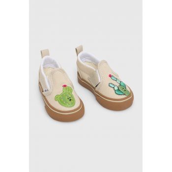 Vans tenisi copii Slip-On V Cactus culoarea bej