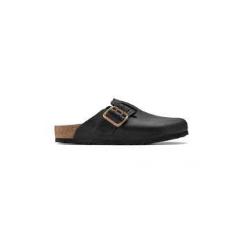 Birkenstock slapi de piele Boston Bold Gap barbati, culoarea negru, 1022577