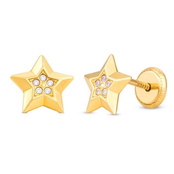 Cercei din aur 14K 3D Star and Crystals