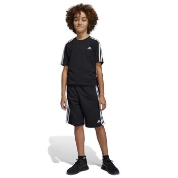 adidas pantaloni scurți din bumbac pentru copii U 3S KN SHO culoarea negru, talie reglabila