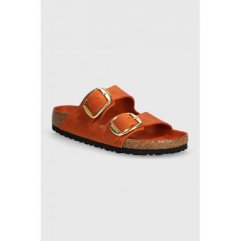 Birkenstock papuci din nubuc Arizona Big Buckle culoarea portocaliu, 1026609