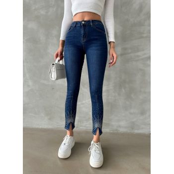 Blugi skinny cu strasuri