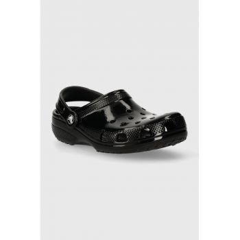 Crocs slapi copii CLASSIC HIGH SHINE CLOG culoarea negru