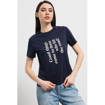 Tricou din bumbac cu imprimeu text