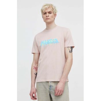 HUGO tricou din bumbac bărbați, culoarea roz, cu imprimeu 50515282 ieftin