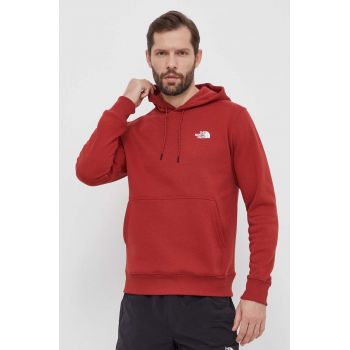 The North Face bluza barbati, culoarea rosu, cu glugă, cu imprimeu, NF0A880UPOJ1