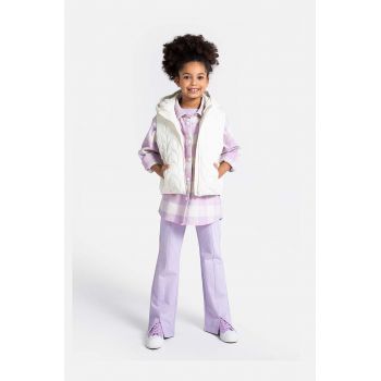 Coccodrillo pantaloni de bumbac pentru copii culoarea violet, neted