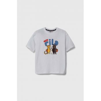 Fila tricou de bumbac pentru copii LAABER culoarea alb, cu imprimeu