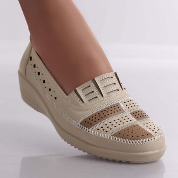 Pantofi dama casual Bej din Piele Ecologica Belen