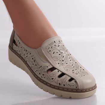 Pantofi dama casual Bej din Piele Ecologica Nelea