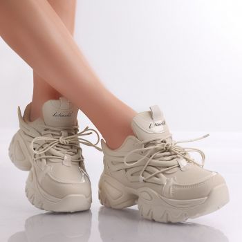 Sneakers dama Bej din Piele Ecologica Cyntia