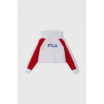 Fila bluza copii LALENDORF culoarea alb, cu glugă, modelator