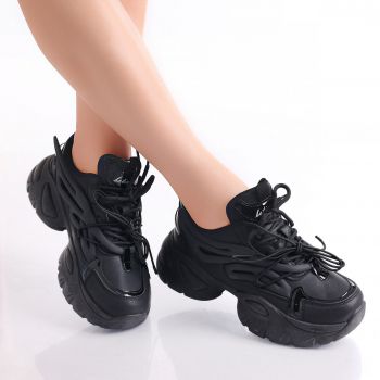 Sneakers dama Negri din Piele Ecologica Cyntia