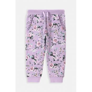 Coccodrillo pantaloni de trening din bumbac pentru bebeluși culoarea violet, modelator