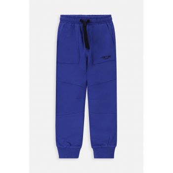 Coccodrillo pantaloni de trening din bumbac pentru copii culoarea albastru marin, neted