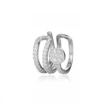 Cercel ear cuff argint 925, JW1082, model cu zirconiu, placat cu rodiu