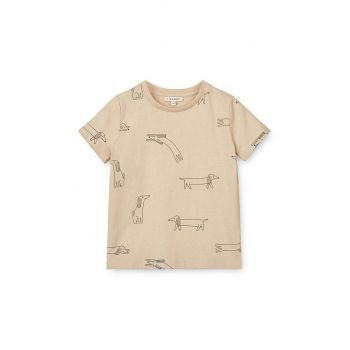 Liewood tricou din bumbac pentru bebelusi Apia Baby Printed Shortsleeve T-shirt culoarea bej, modelator