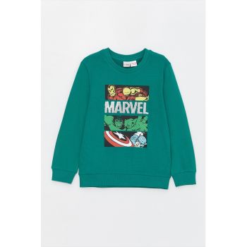 Bluza de trening cu decolteu la baza gatului si imprimeu Marvel