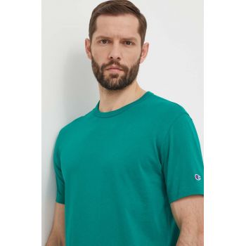 Champion tricou din bumbac barbati, culoarea verde, neted, 220016